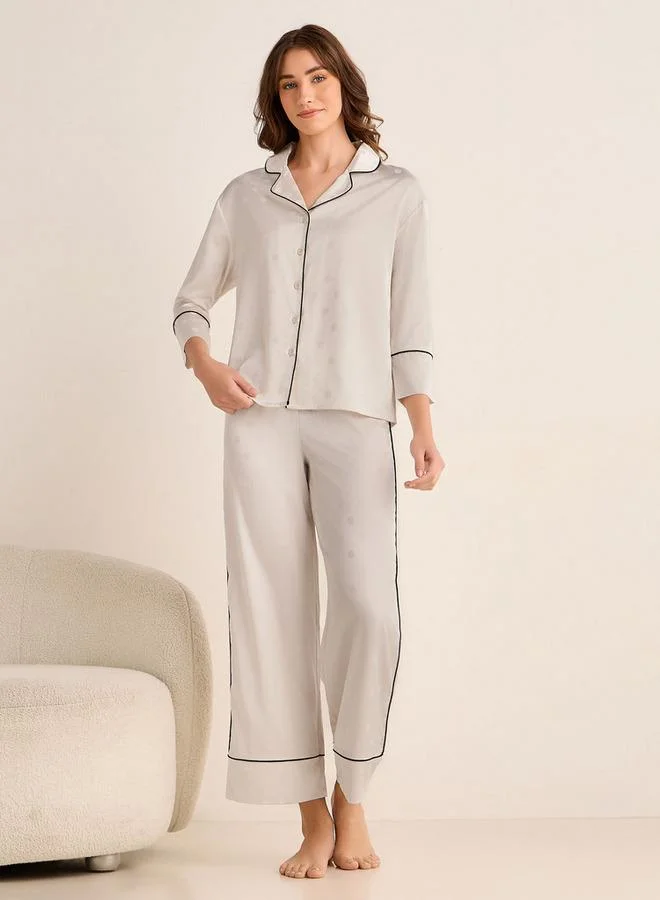 Splash FAV Pyjama Set Button-Down Shirt & Pants Satin
